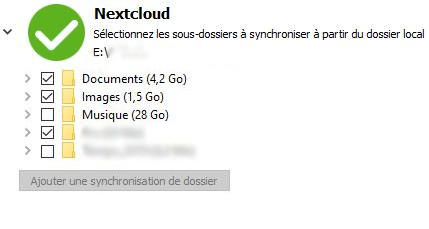 Vous pouvez choisir les dossiers à synchroniser
